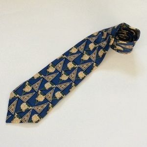 Ermenegildo Zegna 100% Silk Tie Blue Floral Geometric Classic Luxury Woven